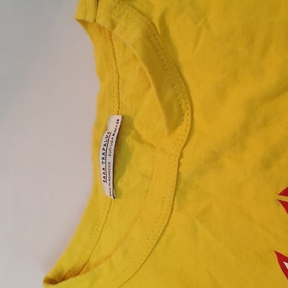 Zara Trafaluc "Hollywood" Yellow Croptop T-Shirt - Picture 4 of 6
